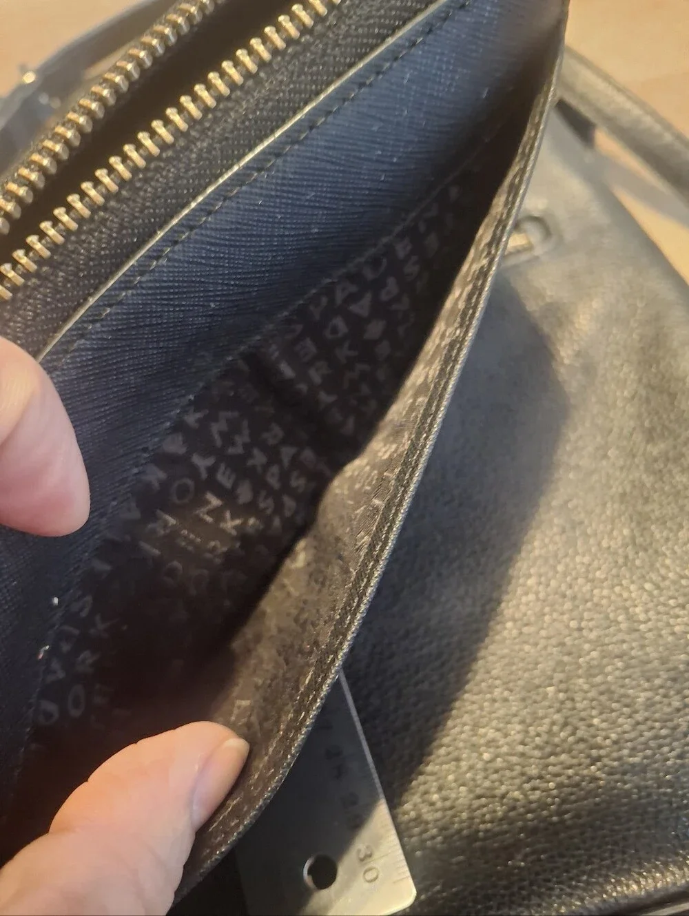 kate spade Black Saffiano Zip Around Wallet
